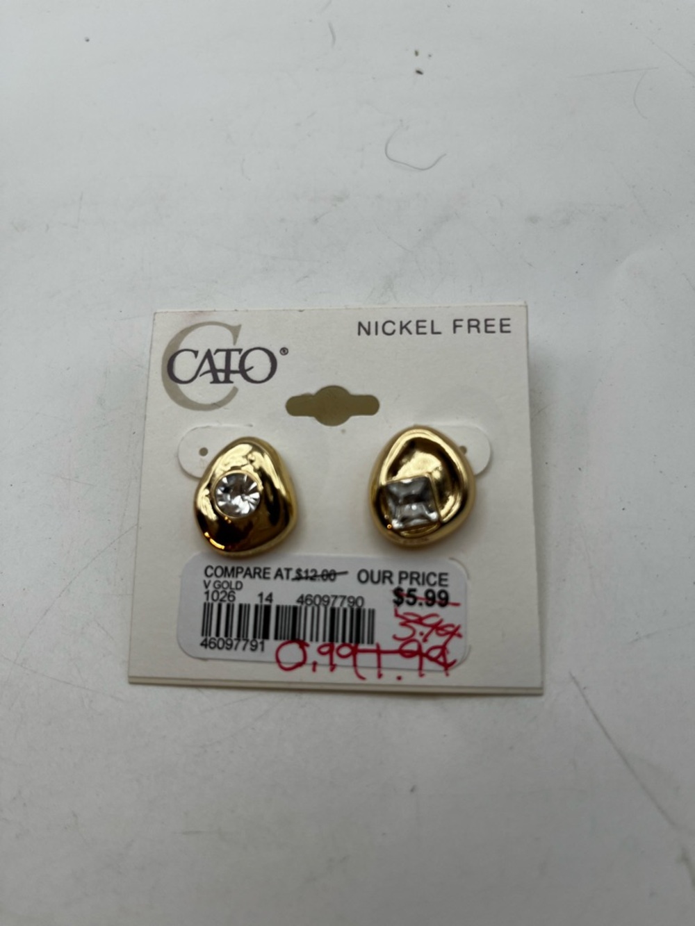 Cato Gold Tone Mini Stud Earrings with Clear Accents